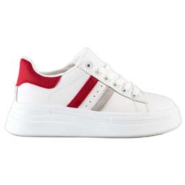 SHELOVET Zapatillas con inserciones de ante blanco