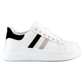 SHELOVET Zapatillas con inserciones de ante blanco