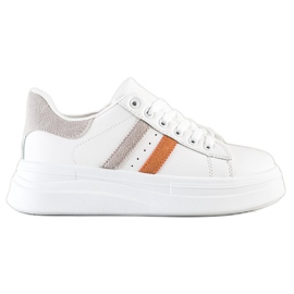 SHELOVET Zapatillas con inserciones de ante blanco