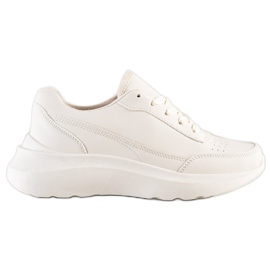 SHELOVET Zapatillas clásicas de piel ecológica beige