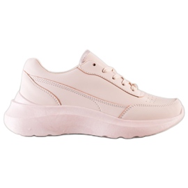 SHELOVET Zapatillas clásicas de piel ecológica rosa