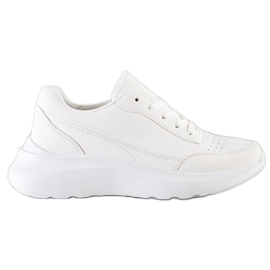 SHELOVET Zapatillas clásicas de piel ecológica blanco