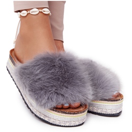 PS1 Pantuflas grises Adventure con plataforma y pelo multicolor