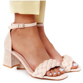 PS1 Sandalias de ante de tacón alto en beige Long Island