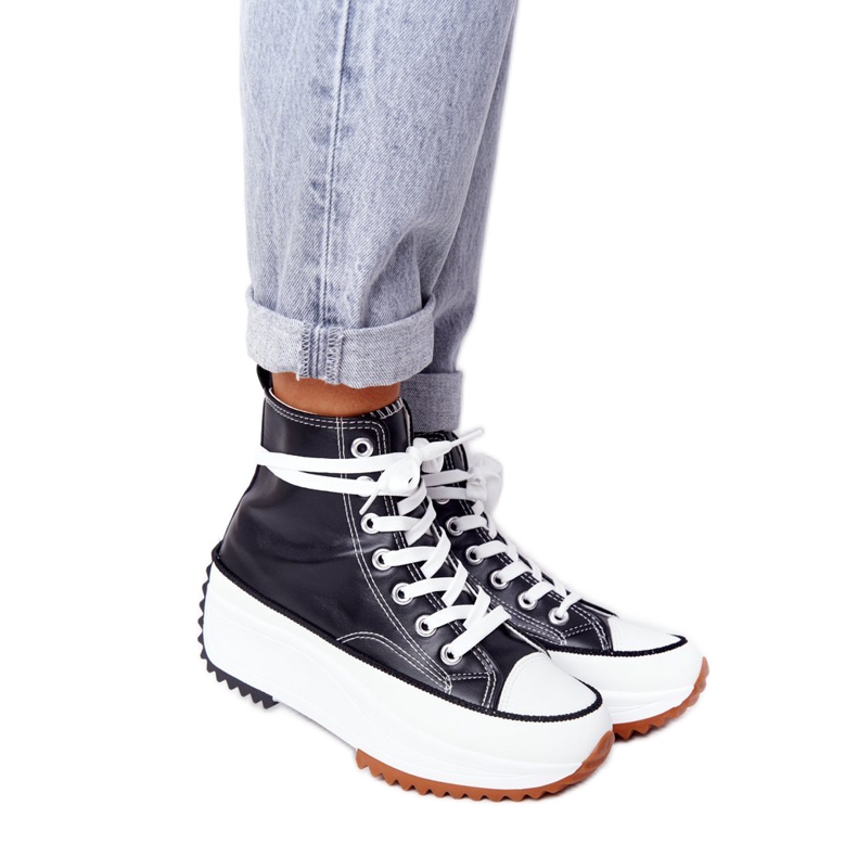 PS1 Zapatillas de cuero en la plataforma Coachella negra blanco negro