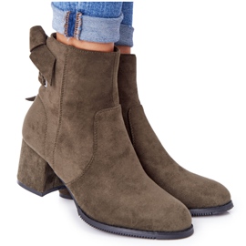 PJ1 Botas cálidas verdes para mujer en un talón Kayla