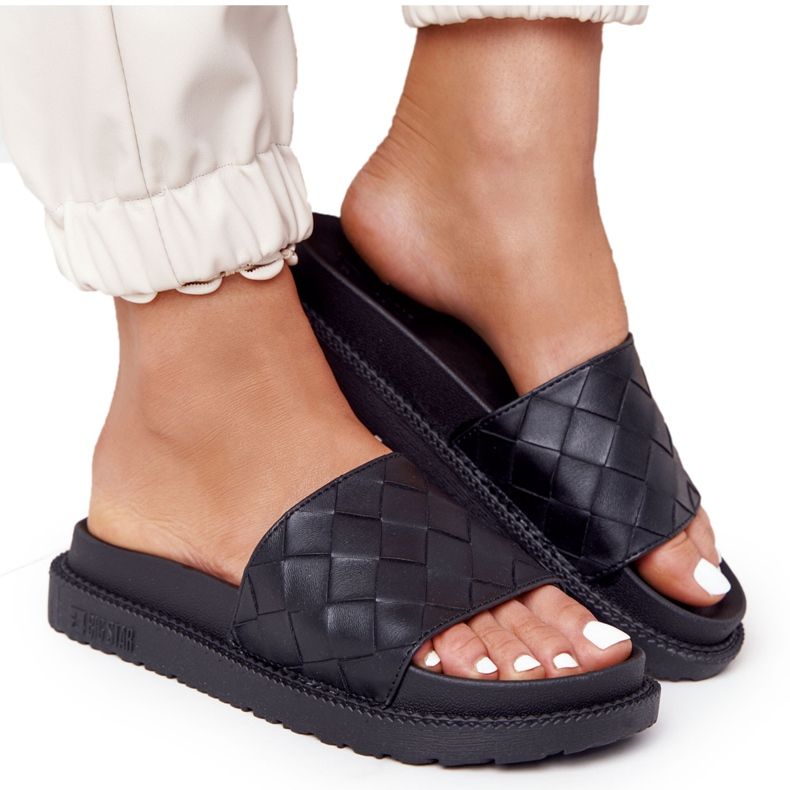 Pantuflas de mujer On The Big Star HH274684 Plataforma negra negro