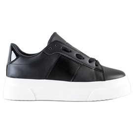 SHELOVET Deportivas con piel ecológica en la plataforma negro SHELOVET Deportivas con piel ecológica en la plataforma negro
