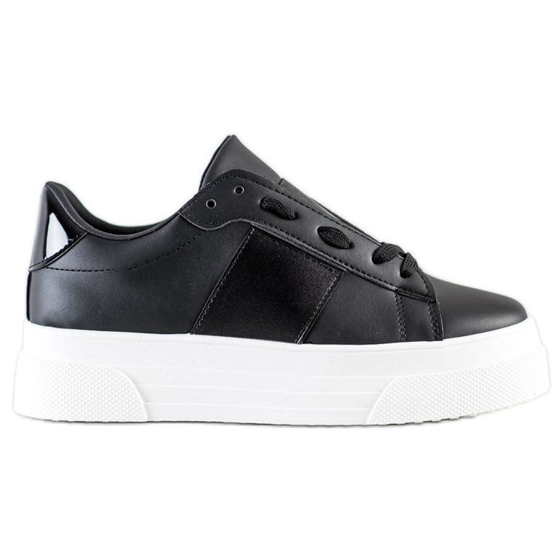 SHELOVET Zapatillas con cuero ecológico en la plataforma negro
