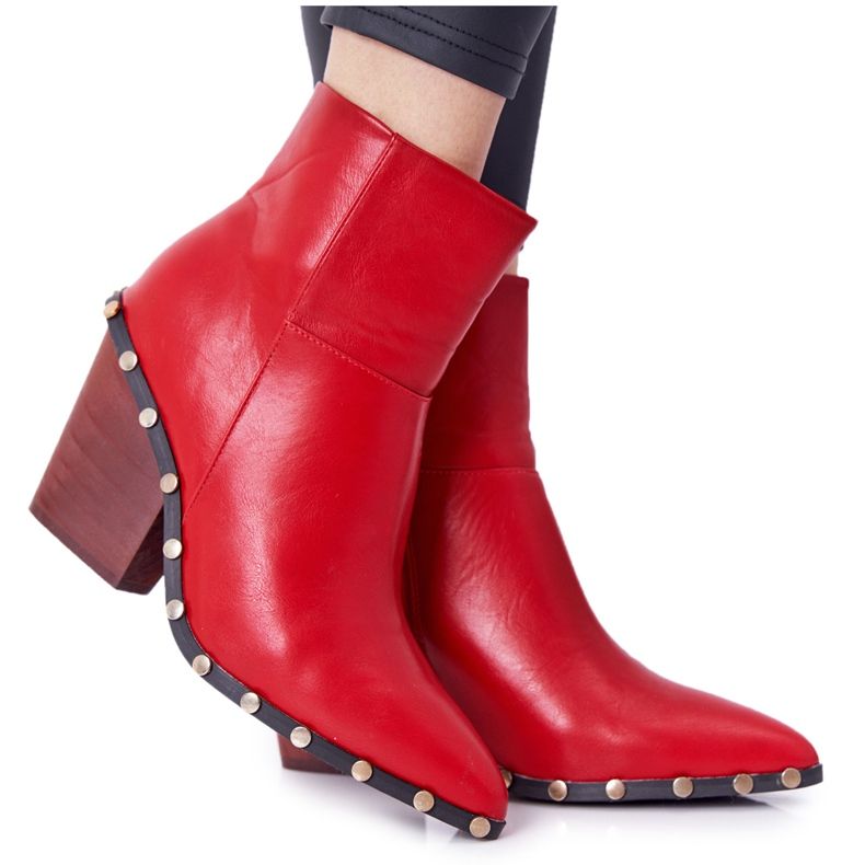 Botas Vaqueras De Mujer Con Tacón Alto Lu Boo Rojo