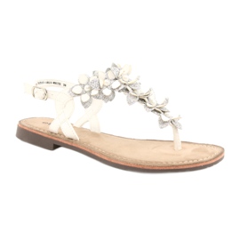 Evento Sandalias de mujer con una perla 20SD35-1811 blanco plata