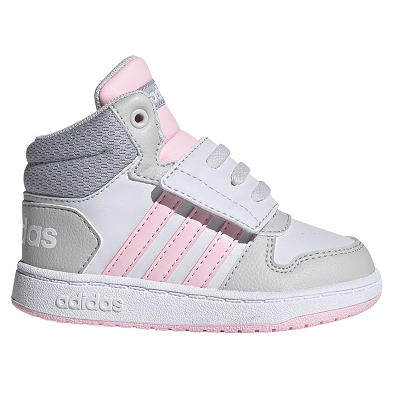 Zapatillas adidas Hoops Mid 2.0 I para niños blancas y rosas FY9290 rosado gris