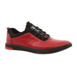 Polbut Zapato casual hombre piel rojo K24 con parte inferior negra negro