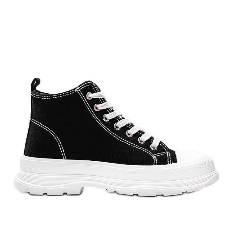 Zapatillas altas negras sobre suela Evelin blanca gruesa negro