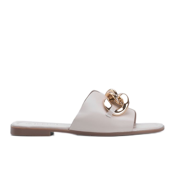 Pantuflas beige con cadena Liberty dorada Pantuflas beige con cadena Liberty dorada