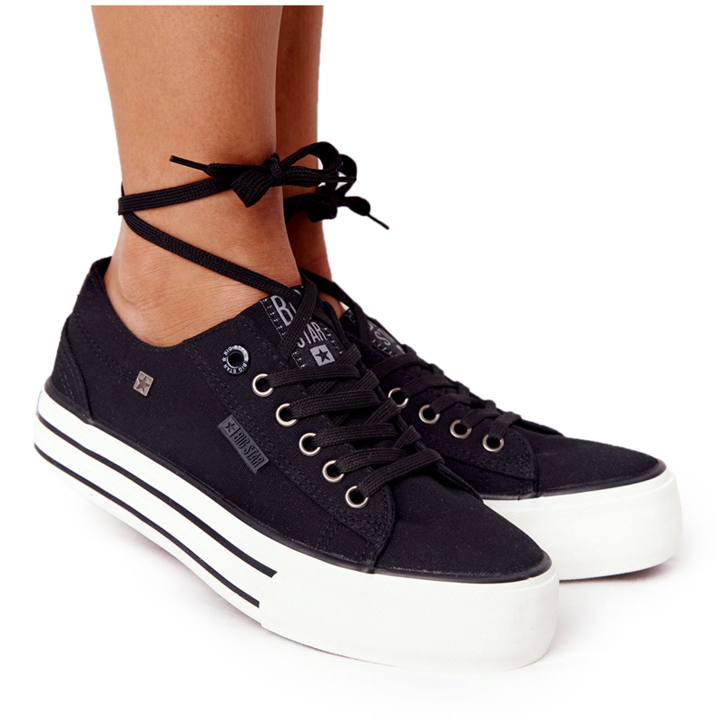Zapatillas de mujer en la plataforma Big Star HH274056 Czarme negro