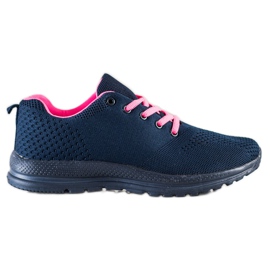 SHELOVET Zapatos deportivos ligeros azul marino rosado
