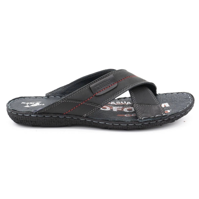 Kampol Zapatilla piel hombre 200 / P / 3 negro