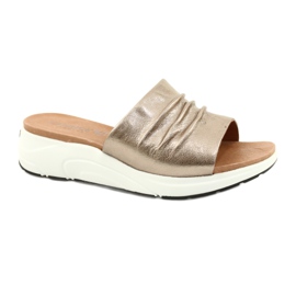 Caprice Pantuflas cómodas para mujer Taupe Metallic 9-27203-26 341 marrón dorado