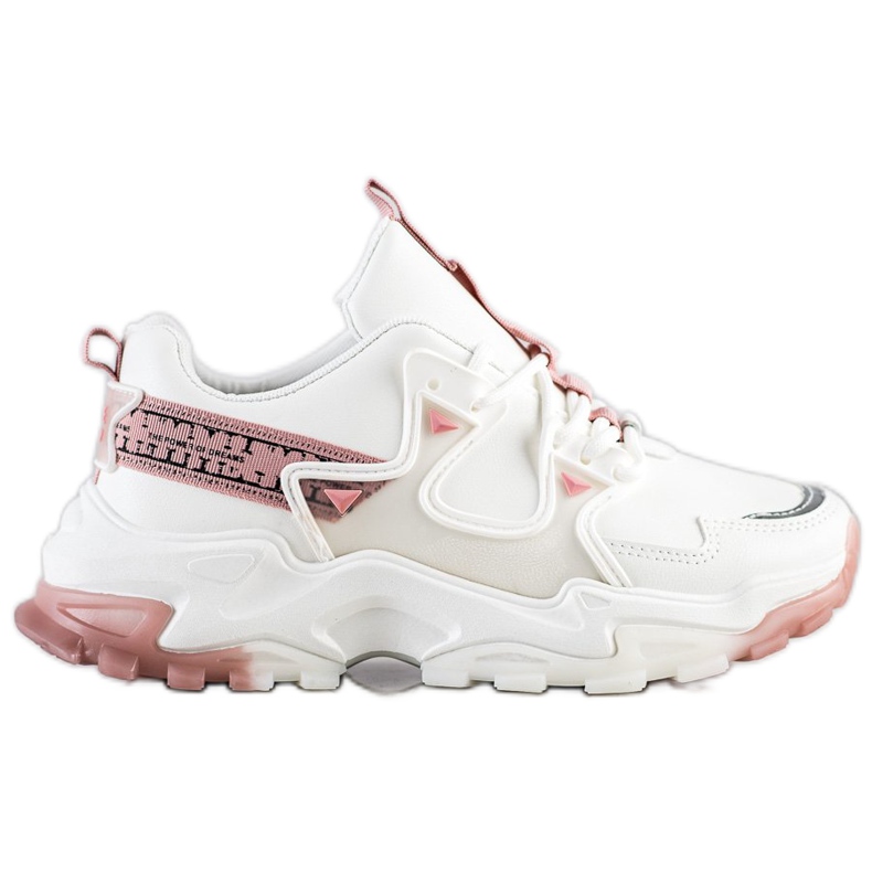 SHELOVET Zapatillas con inserciones rosas blanco SHELOVET Zapatillas con inserciones rosas blanco
