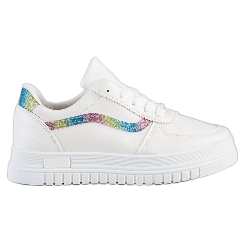 SHELOVET Zapatillas blancas con aplicación de purpurina blanco