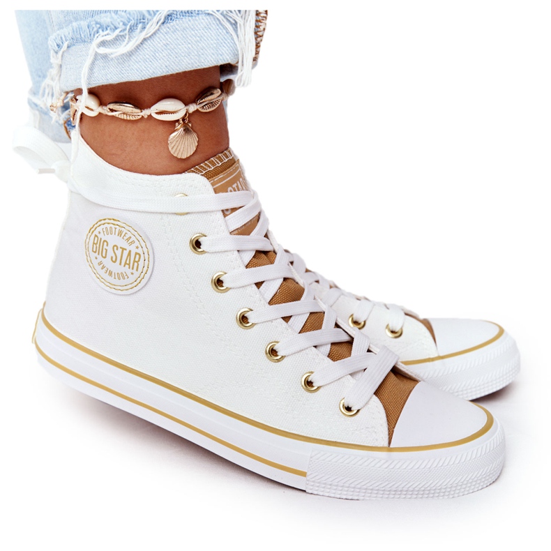 Zapatillas altas de mujer Big Star HH274450 Blanco beige