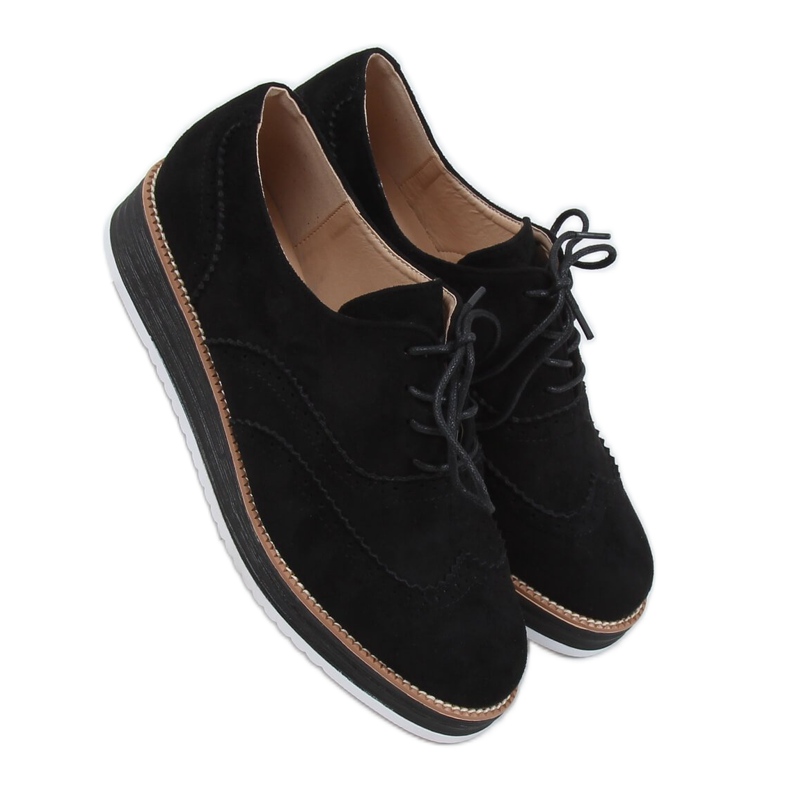 Mocasines de mujer negros con cordones 8998-46 Black