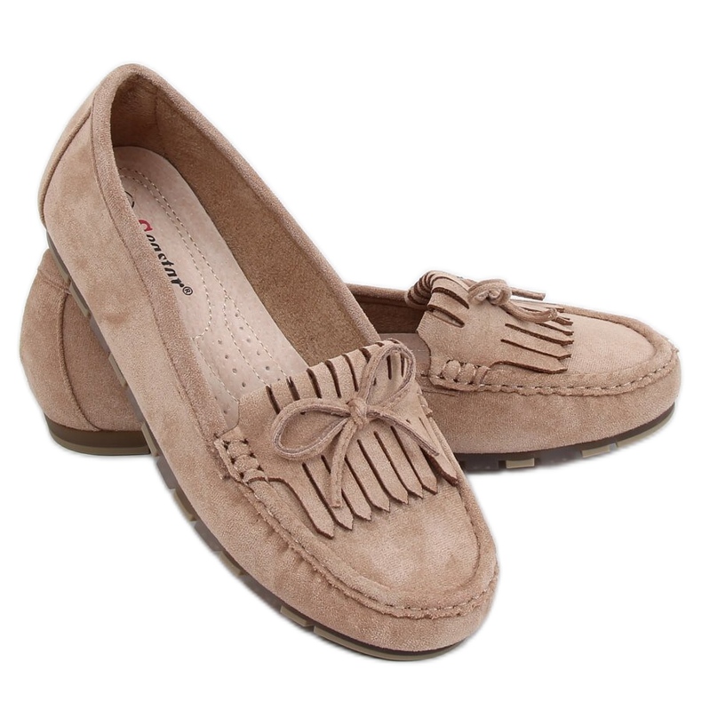 Mocasines de mujer beige oscuro GS11P Khaki caqui