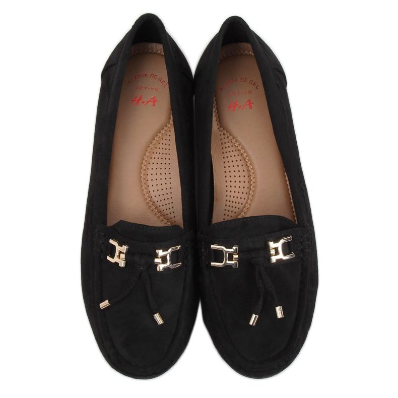 Negro Mocasines de mujer con plataforma negro H9228 Negro