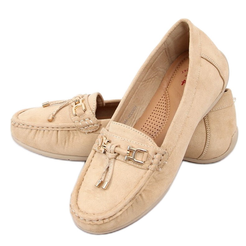 Mocasines de mujer beige con plataforma, beige H9228 Beis Mocasines de mujer beige con plataforma, beige H9228 Beis