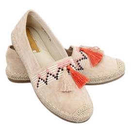 Alpargatas boho con flecos beige LX-3R11 Beige