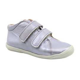 Zapatos de velcro de cuero para niñas 1264 Mazurek holográfico violeta