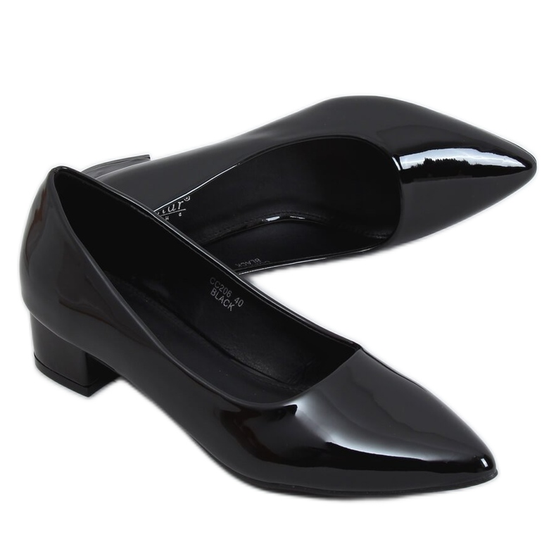 Negro Zapatos de salón tacones bajos negro CC206P Negro