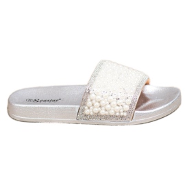 Seastar Pantuflas Elegantes Con Perlas plata