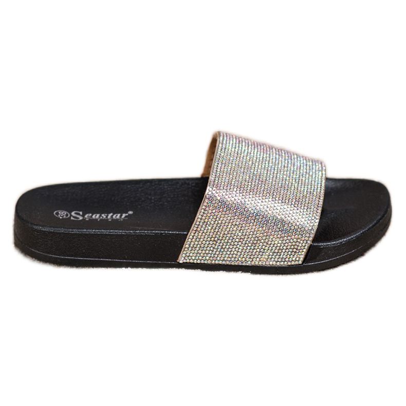 Seastar Pantuflas con Cristales negro plata
