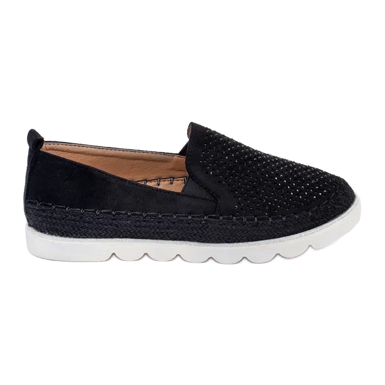 SHELOVET Slipons calados con cristales negro