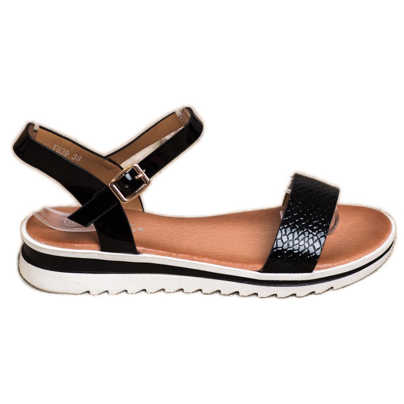 Weide Sandalias casuales barnizadas negro