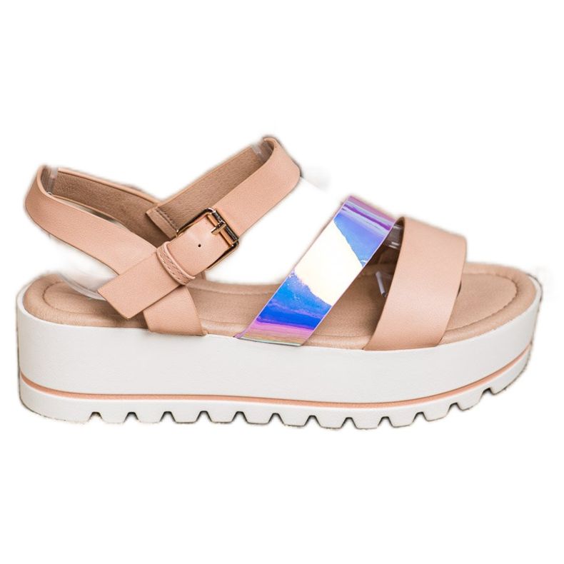 Weide Sandalias En La Plataforma Con Efecto Holo beige