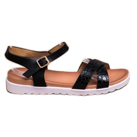 Weide Sandalias negras con cuero ecológico negro Weide Sandalias negras con cuero ecológico negro