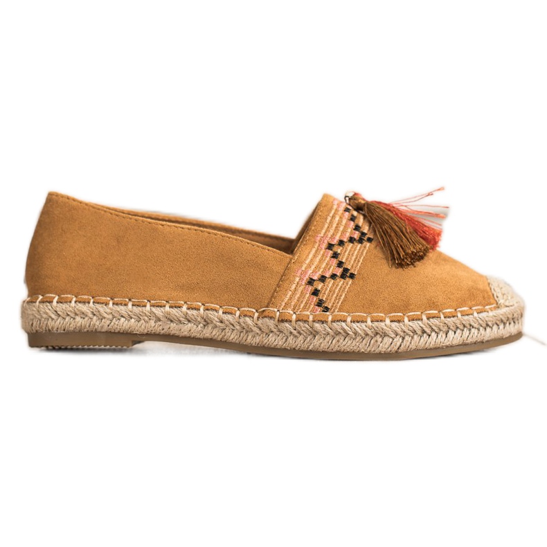 Best Shoes Alpargatas de moda con adornos marrón