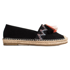 Best Shoes Alpargatas de moda con adornos negro