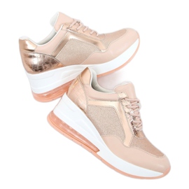Rosa RQ288 Zapatillas deportivas rosa con tacón de cuña oculto rosado Rosa RQ288 Zapatillas deportivas rosa con tacón de cuña oculto rosado