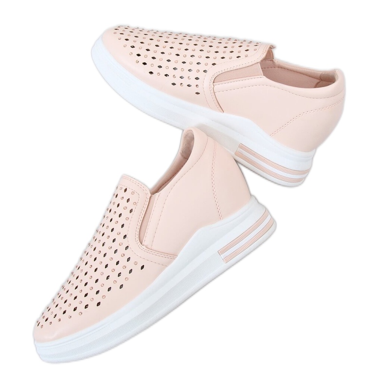 Rosa Zapatillas sin cordones con tacones de cuña HY-251 Rosa rosado Rosa Zapatillas sin cordones con tacones de cuña HY-251 Rosa rosado