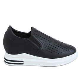 Negro Zapatillas sin cordones con tacones de cuña HY-251 Negro