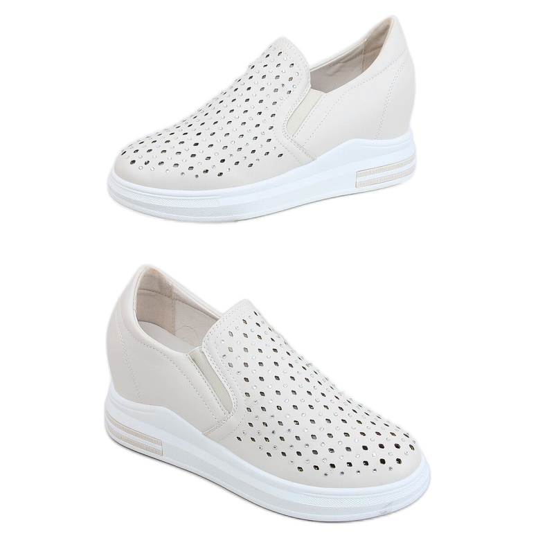 Zapatillas sin cordones en la cuña beige HY-251 Beige Zapatillas sin cordones en la cuña beige HY-251 Beige