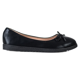 Diamantique Bailarinas de moda con cuero ecológico negro