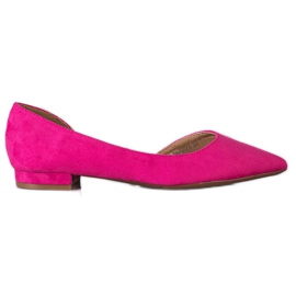 Lovery Bailarinas De Ante Con Recorte rosa