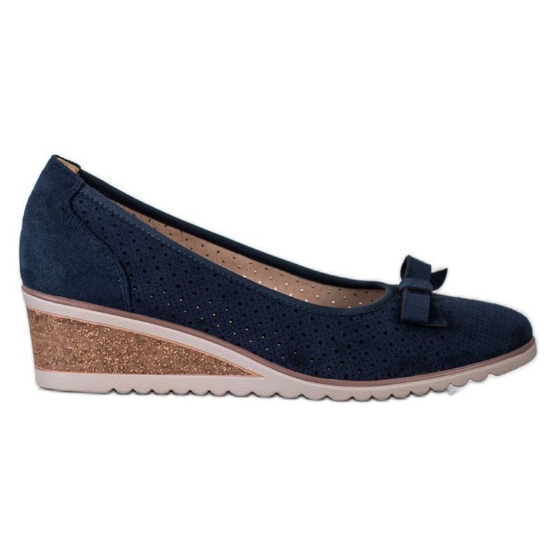 Vinceza Bombas de cuña caladas azul marino