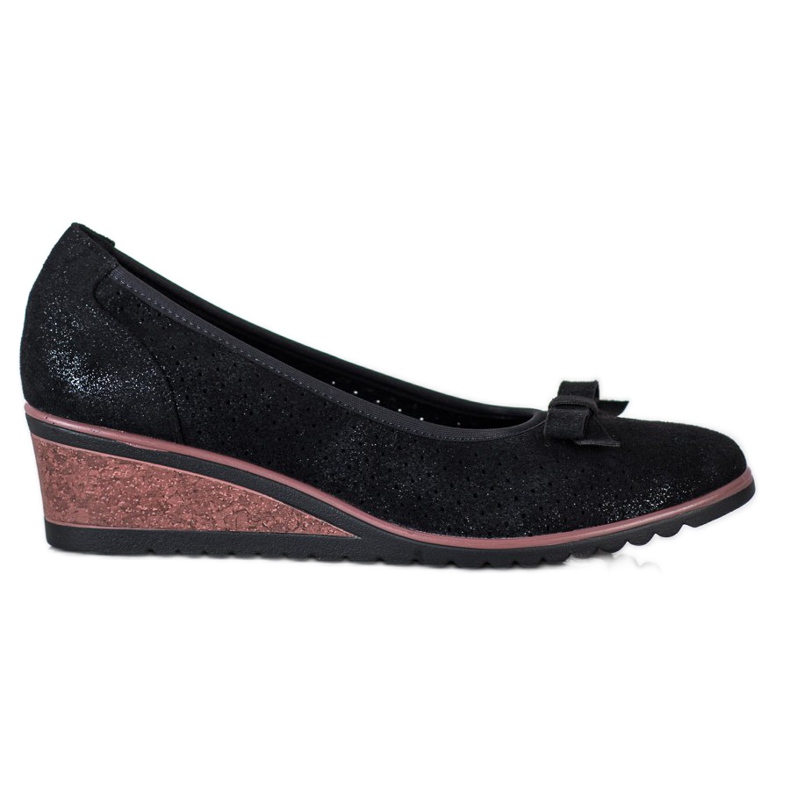 Vinceza Bombas de cuña caladas negro