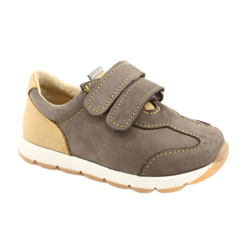Mazurek Zapatos de cuero para niños 1362 Velcro marrón